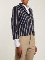 Thumbnail for your product : Thom Browne Single-breasted Striped Wool-blend Blazer - Womens - Navy