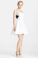 Thumbnail for your product : Alice + Olivia 'Clifton' Leather Trim Fit & Flare Dress