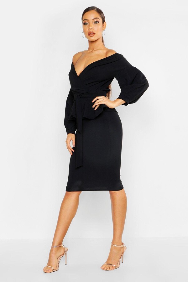 black peplum dress uk