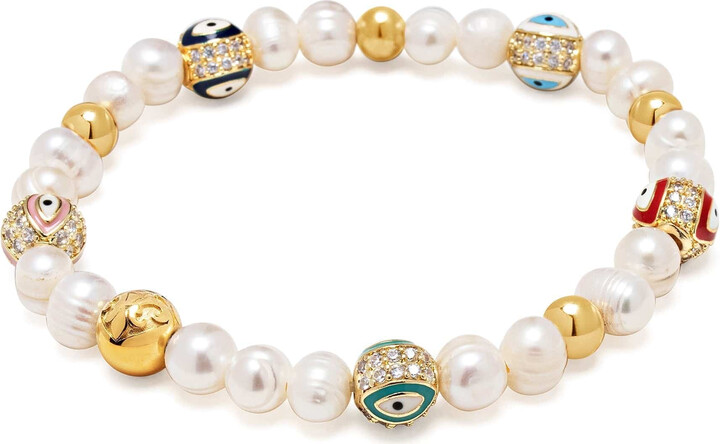 Nialaya Evil Eye Pearl Bracelet