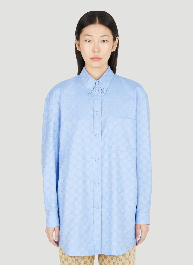 Gucci Button-down Gg Supreme Shirt - Woman Shirts Blue It - 38 - ShopStyle  Tops