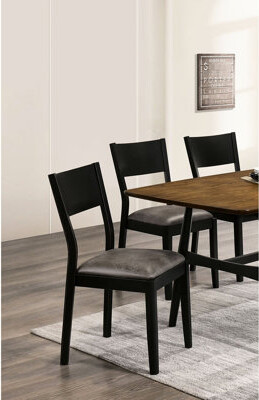 Hokku Designs Mid-century Modern Dining Chairs ( Of 2), Black And Gray , Solid Wood Construction, Angled Back For Contemporary Space 2 Chairs, Black/gray Foundation