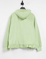 Thumbnail for your product : Influence Plus ruffle hem hoodie co-ord in green