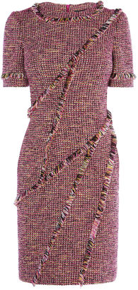 Karen Millen Fringed Tweed Dress - Pink/multi