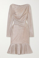 Thumbnail for your product : Talbot Runhof Ruched Metallic Voile Dress