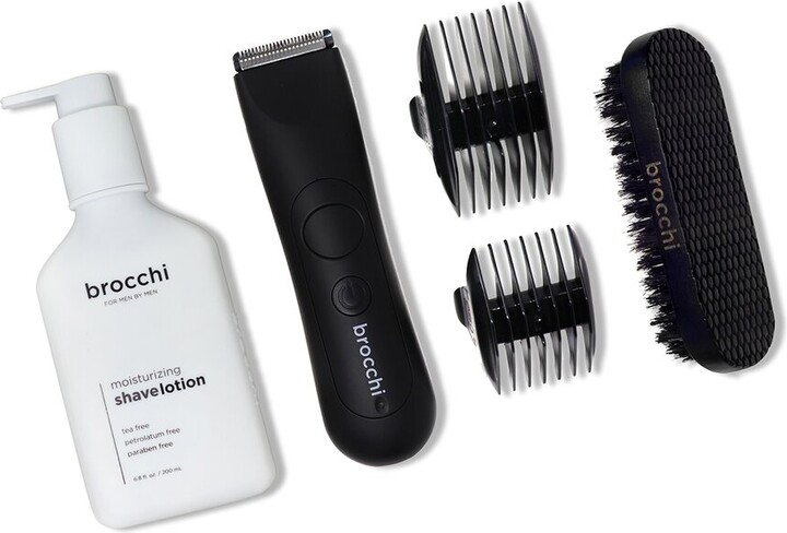 Brocchi For Men Brocchi Waterproof Usb Trimmer Beard Brush & Moisturizing Shave Lotion Bundle