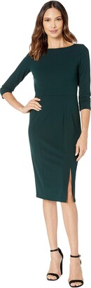 green bateau neckline dress