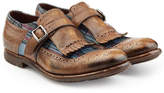 Thumbnail for your product : Church's Leather Monk Shoes with Printed Fabric