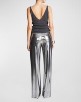Thumbnail for your product : Halston Jess High-Rise Straight-Leg Foil Jersey Pants