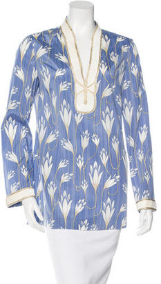 Tory Burch Silk Embellished Tunic