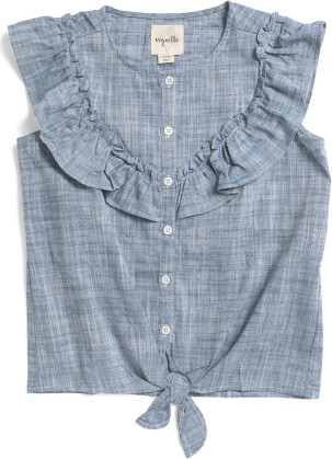 TJMAXX Girls Ruffled Luna Top, Cotton