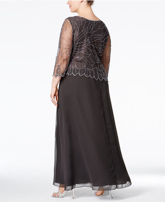 J Kara Plus Size Embellished A-Line Gown