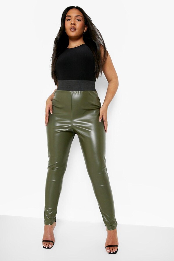 boohoo Plus Matte Leather Look Stretch Leggings - ShopStyle