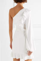 Thumbnail for your product : Rebecca Vallance Argentine One-shoulder Ruffled Stretch Crepe De Chine Mini Dress - White