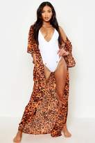 Thumbnail for your product : boohoo Leopard Maxi Beach Kimono
