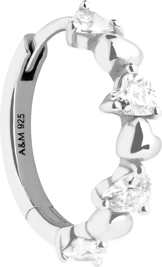 Astrid & Miyu Rhodium-Plated Heart Cluster Single Hoop Earring