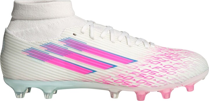 adidas F50 Sparkfusion League Mid FG/AG Soccer Cleats, Size 5.5, White/Pink