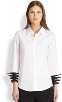 Thumbnail for your product : Josie Natori Contrasting-Cuff Blouse