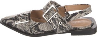 Ganni Leather Animal Print Slingback Flats
