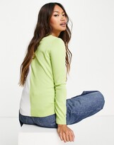 Thumbnail for your product : Gianni Feraud v neck split colour jumper in cream and green