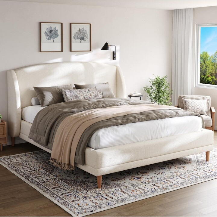 Streamdale Furniture California King Boucle Upholstered Bed Frame