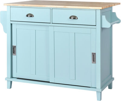 Kitchen Cart With Rubber Wood Drop-Leaf Countertop, Concealed Sliding Barn Door Adjustable Height, Kitchen Island On 4 Wheels With Storage Cabinet And