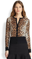 Thumbnail for your product : RED Valentino Jacquard Leopard-Print Cardigan