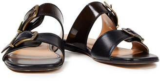 Dries Van Noten Buckle-detailed Smooth And Patent-leather Slides