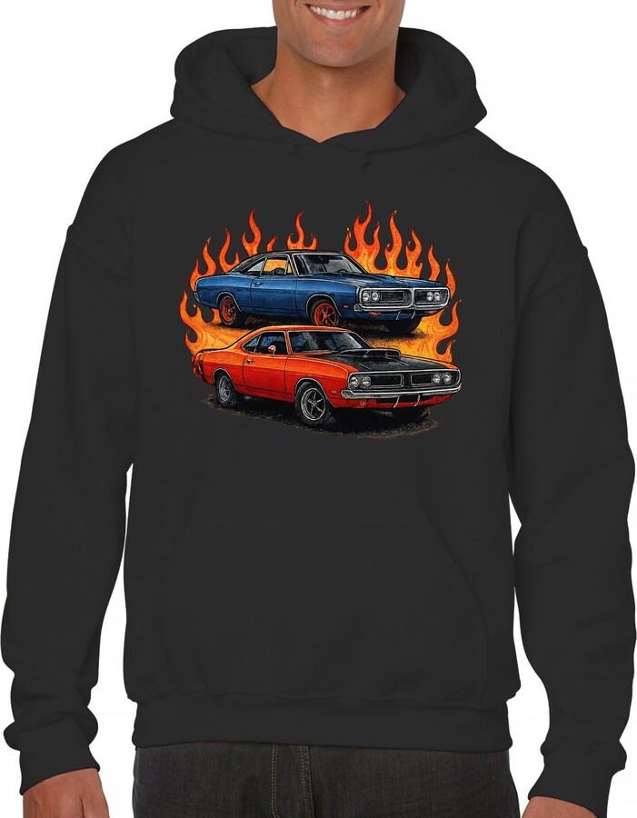 Tee Hunt Classic American Muscle Cars Men's Graphic Hoodie - Vintage Legendary Performance Design X-Large Black