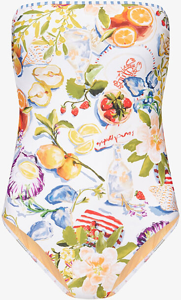 Seafolly Womens White Riviera Coast Bandeau Swimsuit 8