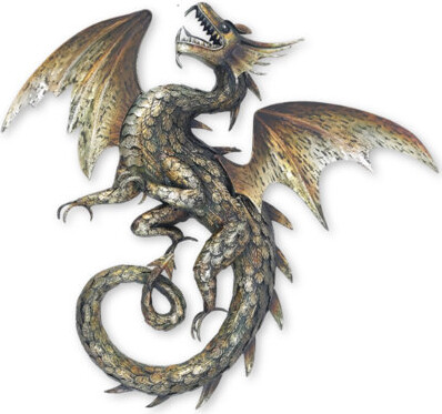 Zaer Ltd International 33" Tall Metal Serpentine Dragon Wall Decoration "Longwei" (Right)