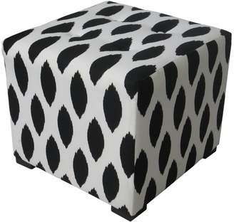 Sole Designs Spotted Design Merton Collection /White Finish 4 Button Tufted Upholstered Cubed Ottoman