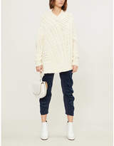 Thumbnail for your product : Stella McCartney Ruched skinny cropped cotton-corduroy trousers