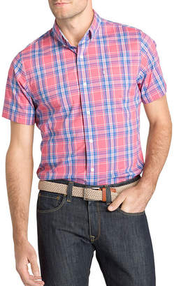 Izod Mens Short Sleeve Button-Front Shirt