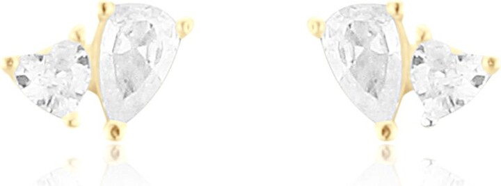 SHYMI Mini Two Stone Studs - Gold Pear & Heart