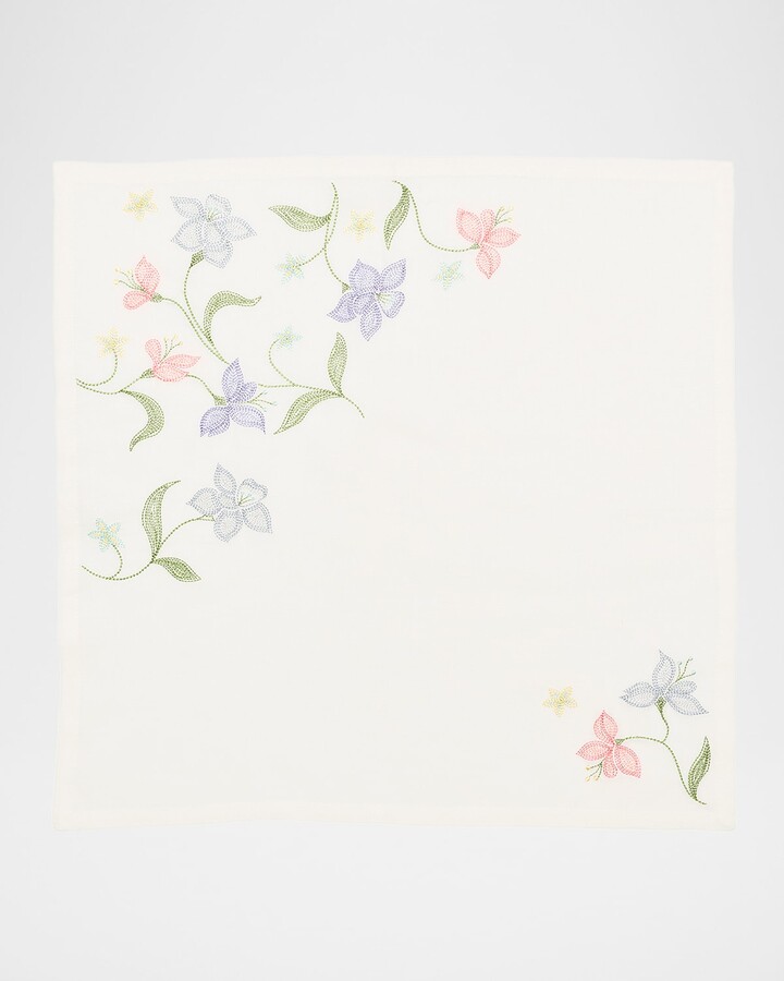Kim Seybert Vista Flower Embroidered Linen Napkin