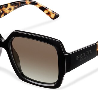 Prada Eyewear Tortoise Arm Square Sunglasses