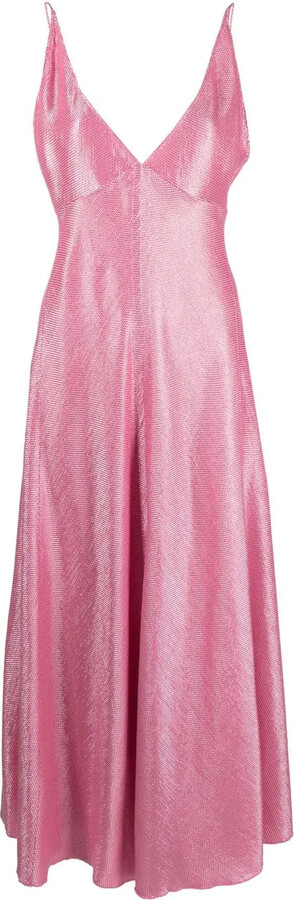 Forte Forte Metallic Plunging V-Neck Dress