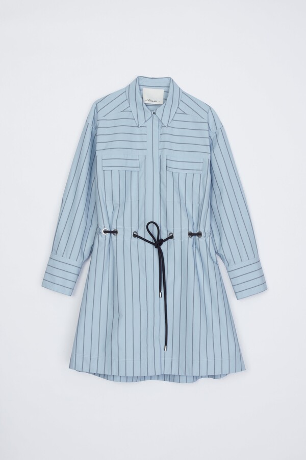 Shirt Dress with Ties in OXFORD BLUE MULTI