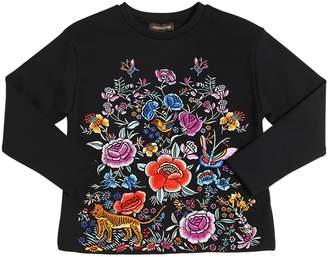 Roberto Cavalli Embroidered Cotton Interlock Sweatshirt