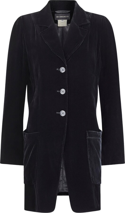 Ann Demeulemeester 1990s Silk Velvet Long Line Jacket