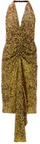 Thumbnail for your product : Halpern Gathered Sequinned Dress - Gold