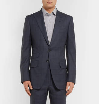 Tom Ford Navy O'connor Slim-Fit Prince Of Wales Checked Wool Suit Jacket