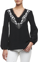 Thumbnail for your product : Nanette Lepore Moonlight Embroidered-Neckline Top