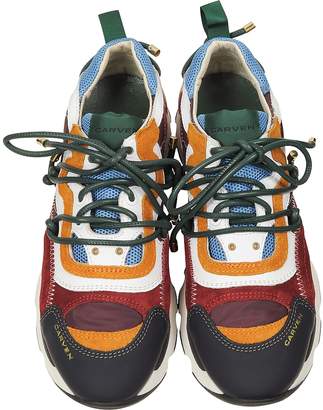 Carven Color Block Leather and Suede Sneakers