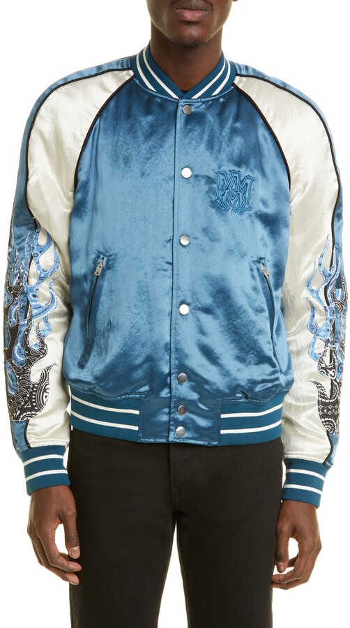 Amiri Letterman Varsity Bomber Jacket in Blue for Men