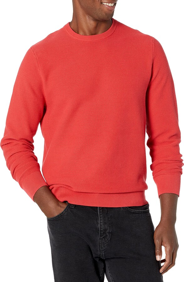 cotton thermal knit crewneck sweater