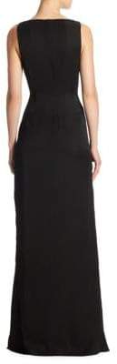 Halston Colorblock Asymmetrical Flounce Skirt Gown