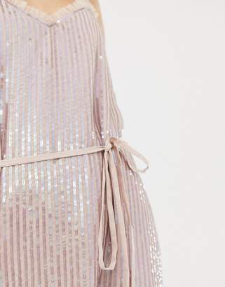 Needle & Thread sequin embellished cami midi dress with tie waist
