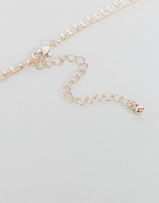 ASOS Fine Bar Chain With Diamond Charm Multirow Necklace